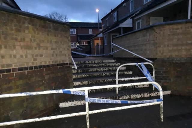 Police taped off Nest Farm Crescent in Wellingborough yesterday.