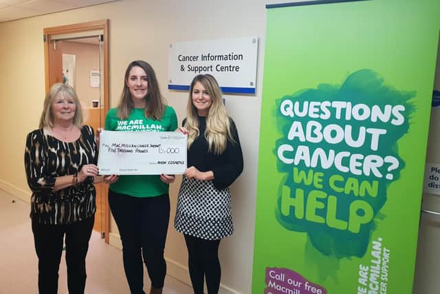 From left to right: Chanelles nan Gill Murfin, Ellen Finn fundraising manager (Macmillan) and Chanelle Bradshaw (Avon UK).