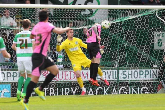 Nicky Adams heads in Town's leveller during a 1-1 draw with Yeovil three seasons ago. Pictures: Sharon Lucey