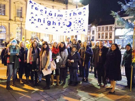 Northamptonshire Rape Crisis members and campaigners pictured supporting 16 days of activism against gender-based violence at the Reclaim the Night march in town (file picture 2017).
