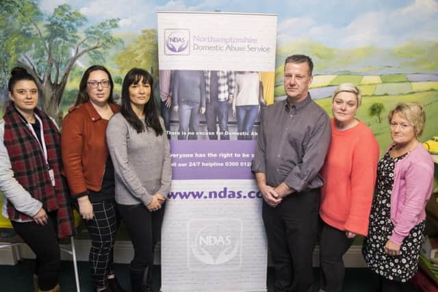 Staff and volunteers at Northamptonshire Domestic Abuse Service have issued a plea for more money to fund staff and their refuges. Pictured L-R: Jolene Taylor, Zoe Tatham, Natriece Westwood, Pierre Ellson, Coleen Brown and Sue O'Sullivan.