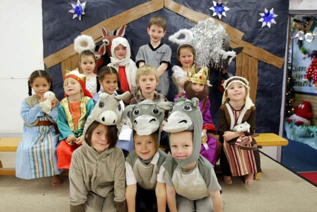 Ecton Brook Primary School pupils dressed ready for their nativity play, Northampton in December 2010