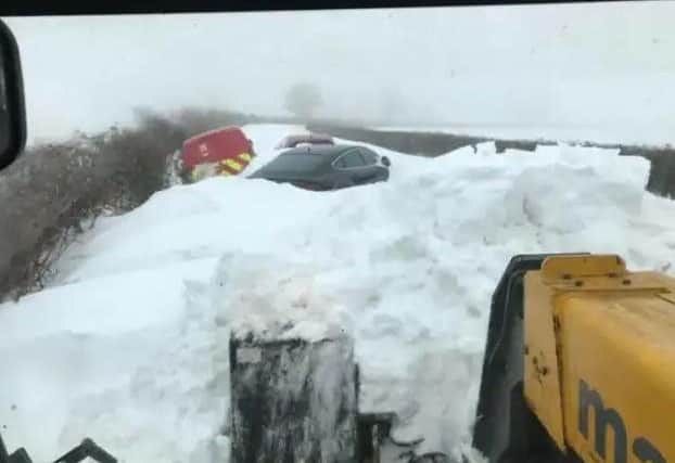 Tim Stevens managed to shift this deep snow between Denton and Whiston