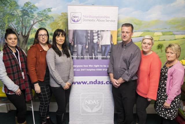Staff and volunteers at Northamptonshire Domestic Abuse Service have issued a plea for more money to fund staff and their refuges. Pictured L-R: Jolene Taylor, Zoe Tatham, Natriece Westwood, Pierre Ellson, Coleen Brown and Sue O'Sullivan.