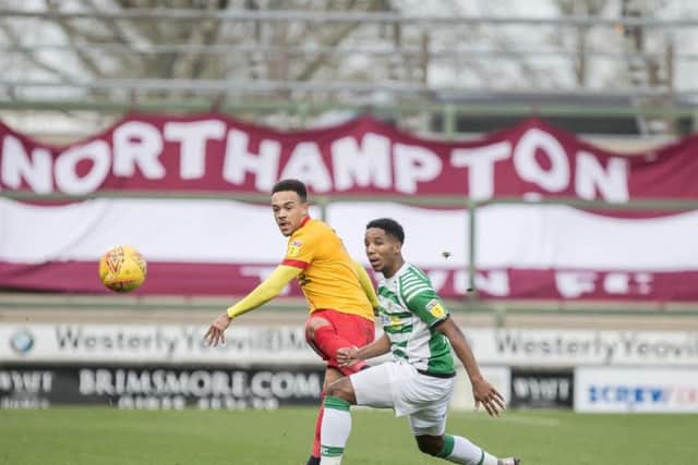 Shay Facey sends the ball forward during Saturday's game