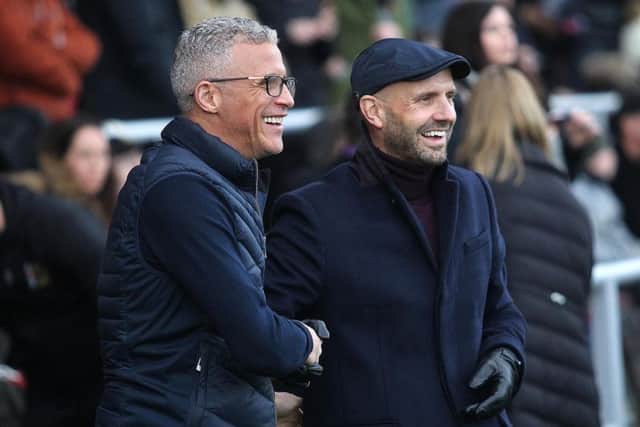 Keith Curle with opposite number Paul Tisdale. Picture: Sharon Lucey