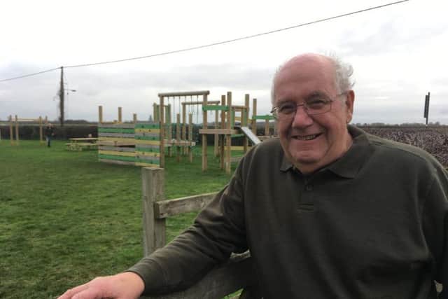 Ray Henman pictured by the children's play park in Brafield-on-the-Green, which he helped campaign for back in the 1970s.