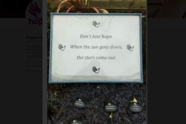A memorial to homeless people at the Hope Centre