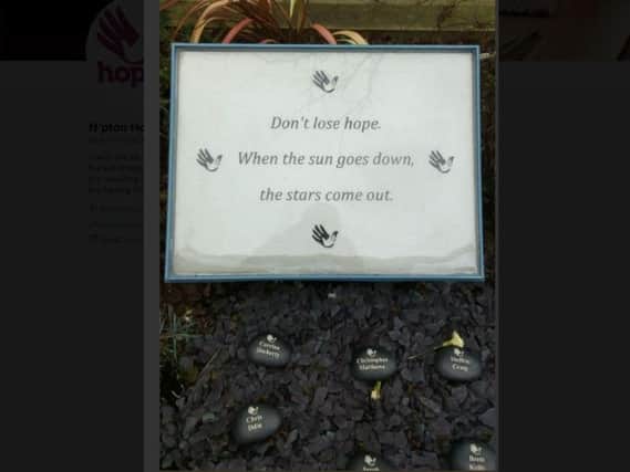 A memorial to homeless people at the Hope Centre