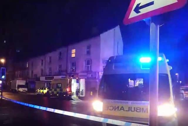 Roads near the scene were cordoned off. Photo and video by Robert Mullane