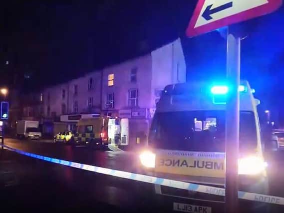 Roads near the scene were cordoned off. Photo and video by Robert Mullane