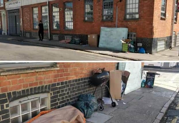 Fly-tipping outside the Cowper factory in August 2018.