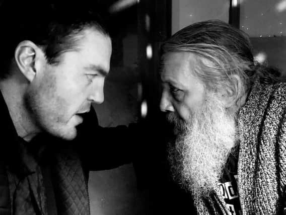 Lead actor Tom Burke and Alan Moore practise lines in Moore's The Show. Photo by Mick Jenkins.