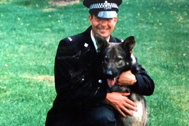Police Dog Bryn died defending his handler PC Churms in Irthlingborough 20 year ago.