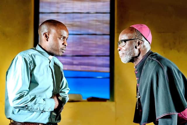 Ery Nzaramba as Father Tuyishime and Leo Wringer as Bishop Gahamanyi. Picture: Manuel Harlan