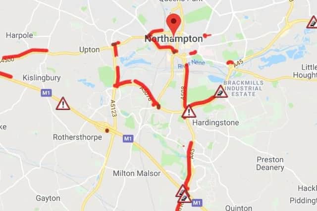 Long delays around Northampton this morning (AA Travel)