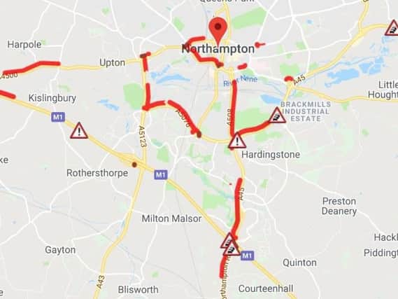 Long delays around Northampton this morning (AA Travel)