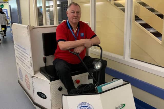 One of NGH volunteers on the existing buggy - which is about to be replaced.