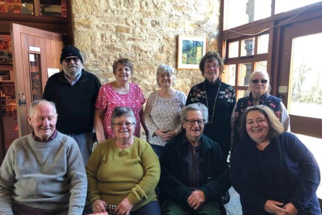 The Knitter-Natter group meets every Wednesday to have a catch up. Community worker Tina is pictured bottom right.