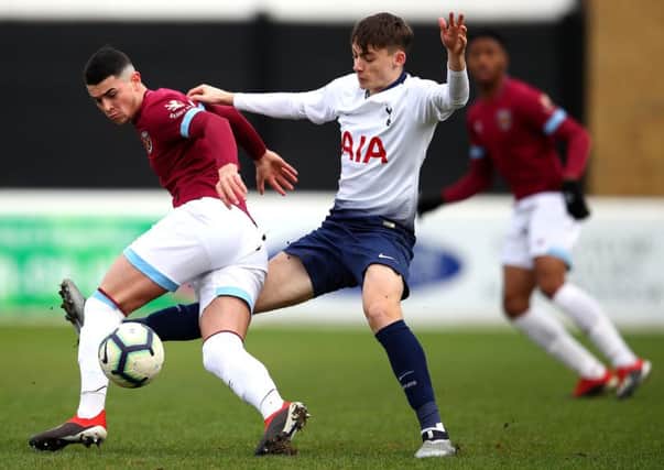 Joe Powell in action for West Ham United Under-23s against Tottenham earlier this month