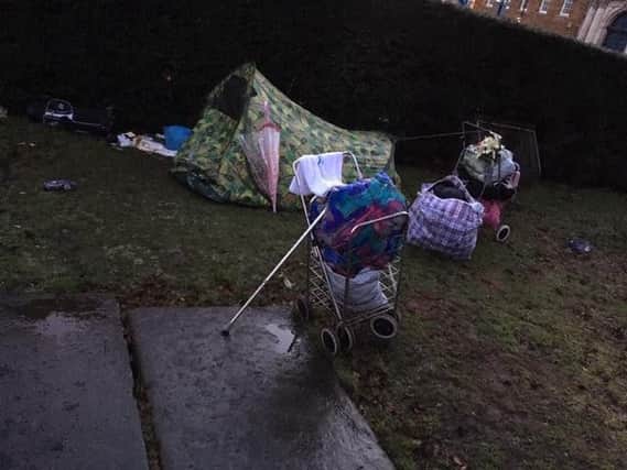 A tent in the grounds of All Saints Church is home to one of many rough sleepers in Northampton.