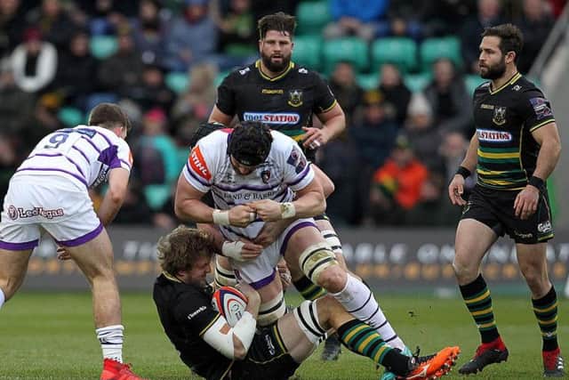 Jamie Gibson was in the thick of it against his former club