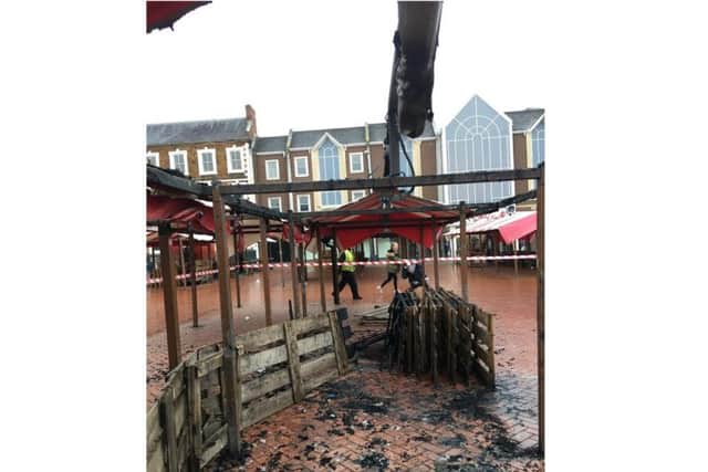 The appeal comes after a string of arson attacks in Northampton Town Centre. This picture is from a similar attack on December 9.