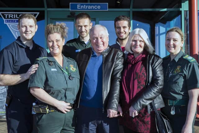 Danes Camp Leisure Centre held a patient reunion with Alan who suffered a heart attack while on the treadmill. Pictured l-r: Michael Jinks, Julie Richards, Martin Allinson, Alan Burgin, Jean Tudor, Kathy Farmer and Scott Digby.