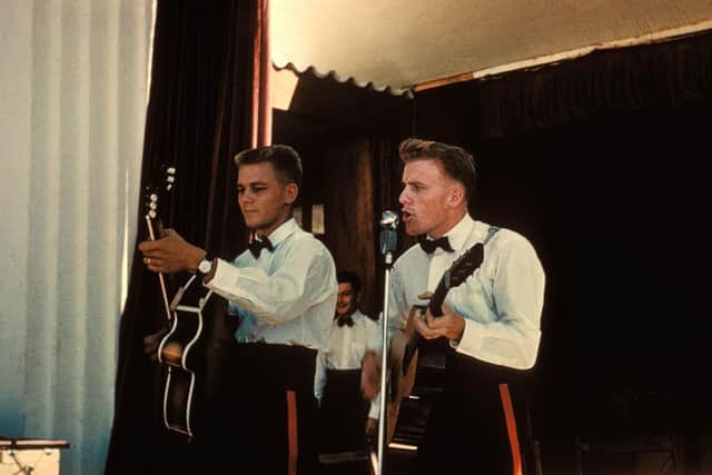 Colin and Graham play a civic function in Somerset in 1960. 'The girls went crazy,' Graham said. 'Agents wanted to sign us up!'