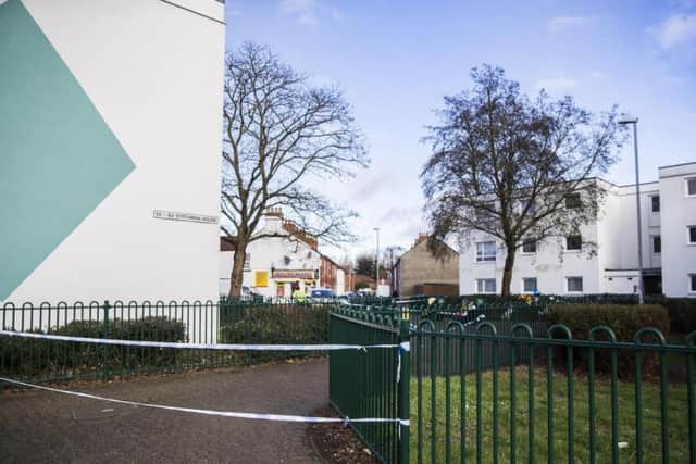 A police cordon still remains in place at Cordwainer House, days after the incident took place. Pictures: Kirsty Edmonds.