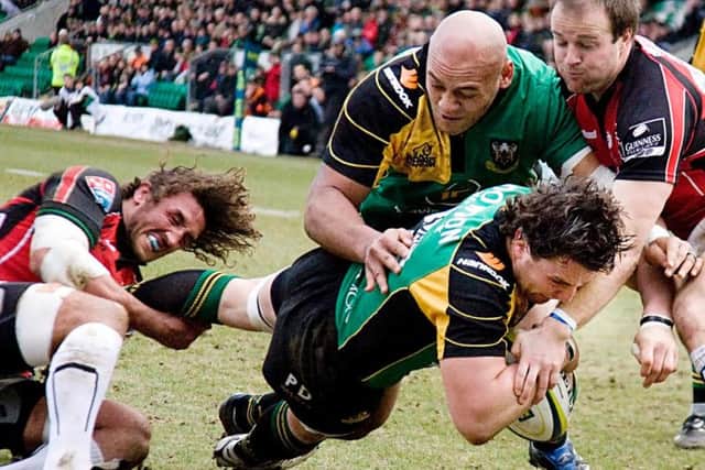 Phil Dowson, Brian Mujati, Paul Diggin and Neil Best scored as Saints saw off Saracens in the clash at Franklin's Gardens. Shane Geraghty added three penalties and a conversion to set up a final, which Saints won, at Sixways.