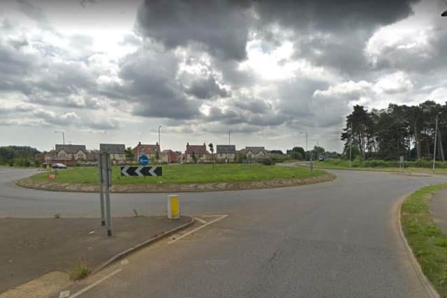 A new footpath is being built just after the roundabout by the new David Wilson Homes development