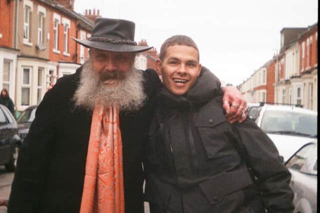 Watchmen and V for Vendetta author Moore with rising local rapper slowthai. Ben Brook / Crack Magazine