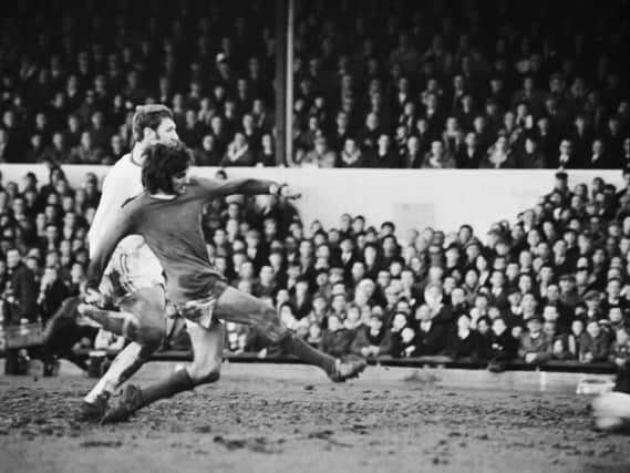 George Best in action for Manchester United in their 8-2 win over the Cobblers at the County Ground in 1970. The heavy loss is club historian Frank Grande's favourite game from watching Town for the past 60 years (Picture: Getty Images)
