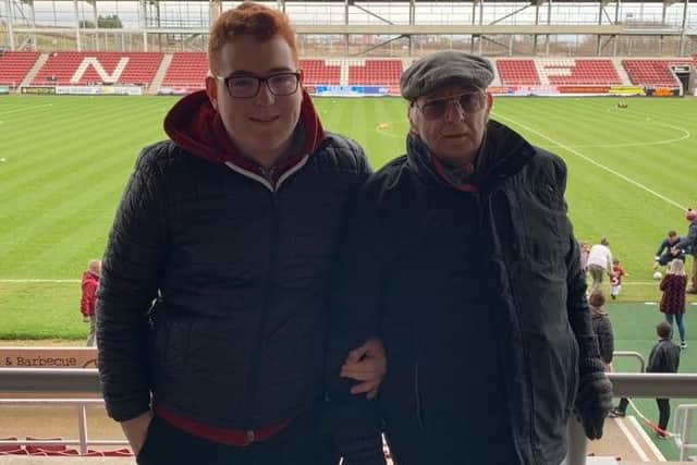 Frank Grande and grandson Ethan at the PTS Academy Stadium