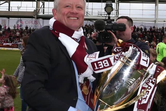 Chris Wilder celebrates the league two title success in 2016 (Picture: Pete Norton)