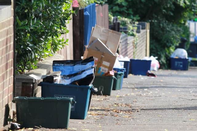 The recycling containers will be replaced by clear sacks at some Far Cotton homes as part of a trial by Northampton Borough Council. Picture by Georgi Mabee