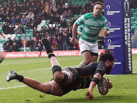 Lewis Ludlam scored one of Saints' nine tries against Newcastle (pictures: Sharon Lucey)