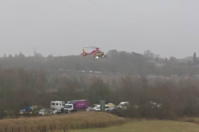 An air ambulance was called to the scene on Friday