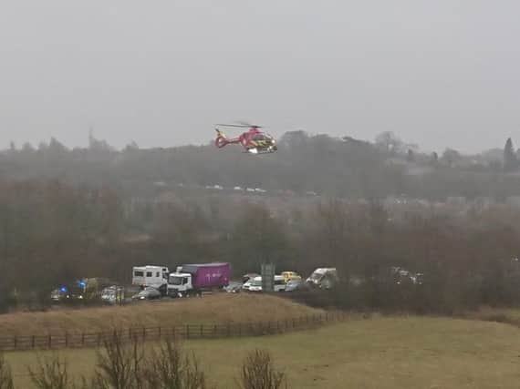 An air ambulance was called to the scene on Friday
