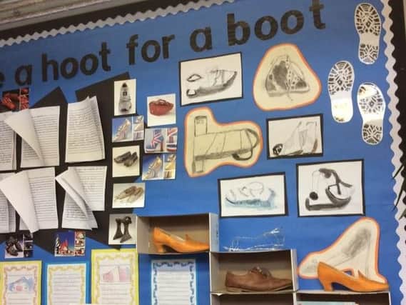 Pupils created a project on the shoe making history in this town to link with the cobblers history in Northampton.