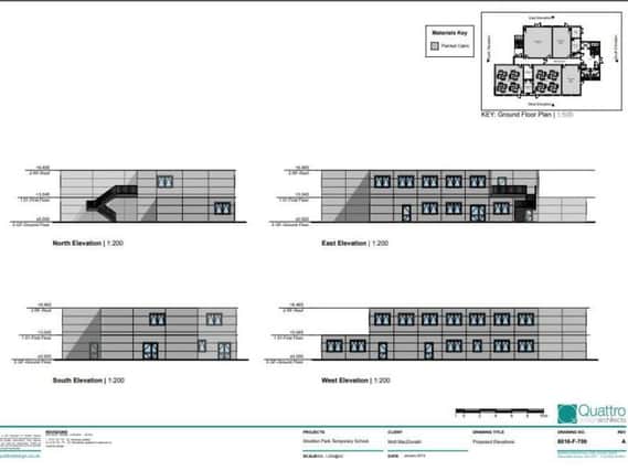 Plans for the temporary block at Wootton Park School