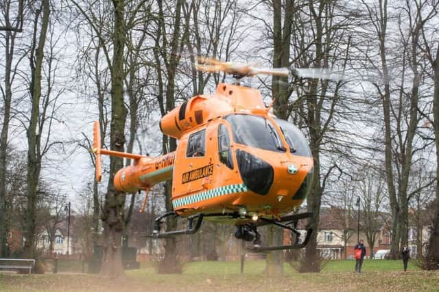 Magpas Air Ambulance landed in Victoria Park yesterday.