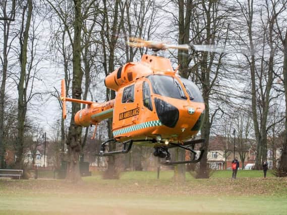 Magpas Air Ambulance landed in Victoria Park yesterday.