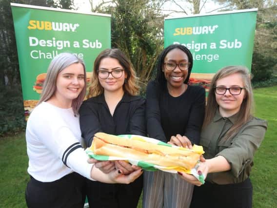 Chiara Stolzenburg, 18, Weonika Pyszczynska, 17, Asieduwa Akrofi-Ayesu, 16, and Chloe Walden, 17, with their #Subnergizer sandwich.