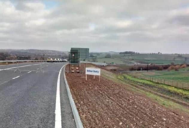The new link road, pictured looking from the A45 near Weedon towards Flore, has been shut in both directions after a fuel spill and lorry crash. File picture.