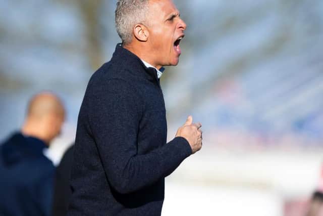 Keith Curle barks out the orders. Picture: Kirsty Edmonds