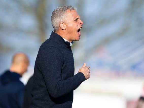 Keith Curle barks out the orders. Picture: Kirsty Edmonds