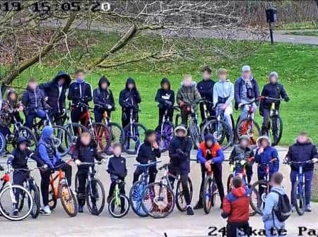Over 40 young men on bikes hit the town centre for an afternoon of trouble.