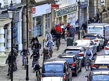 CCTV from the 'Bike Storm' in Northampton town centre in early January.
